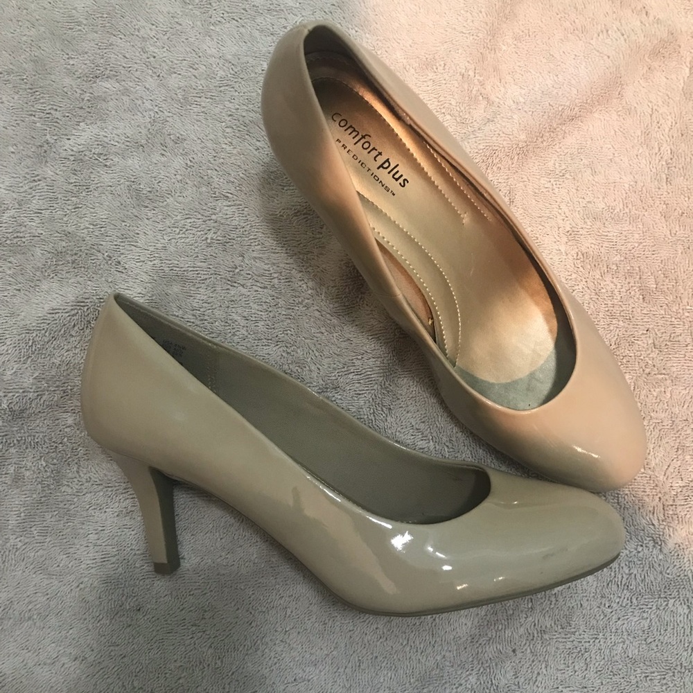 Nude closed toe heels